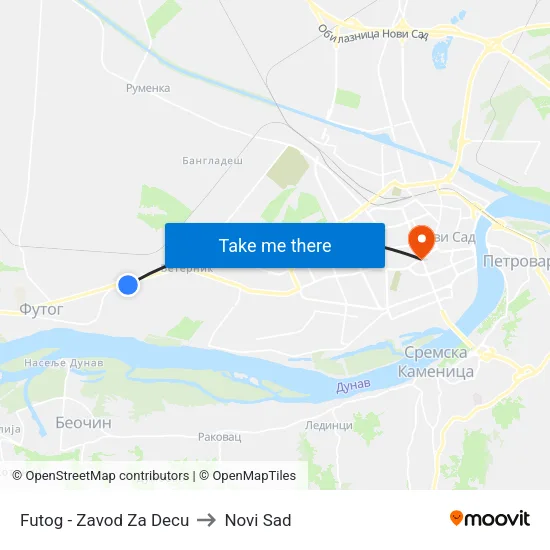 Futog - Zavod Za Decu to Novi Sad map