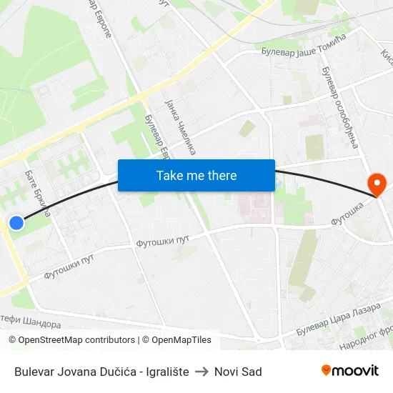 Bulevar Jovana Dučića - Igralište to Novi Sad map