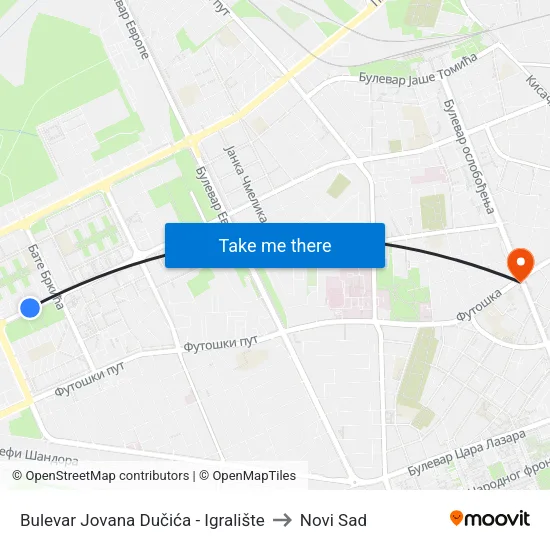Bulevar Jovana Dučića - Igralište to Novi Sad map
