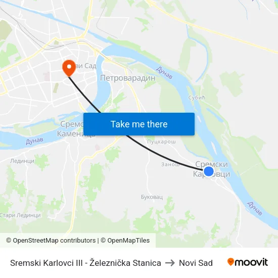 Sremski Karlovci III - Železnička Stanica to Novi Sad map
