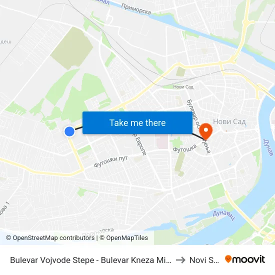 Bulevar Vojvode Stepe - Bulevar Kneza Miloša to Novi Sad map