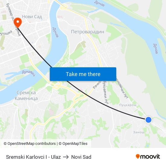 Sremski Karlovci I - Ulaz to Novi Sad map