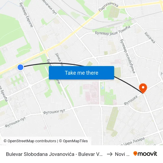 Bulevar Slobodana Jovanovića - Bulevar Vojvode Stepe to Novi Sad map