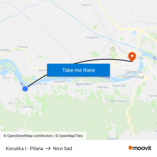 Koruška I - Pilana to Novi Sad map