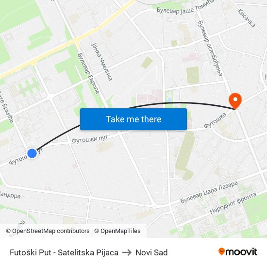 Futoški Put - Satelitska Pijaca to Novi Sad map