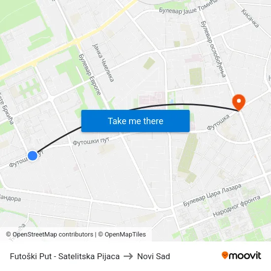 Futoški Put - Satelitska Pijaca to Novi Sad map