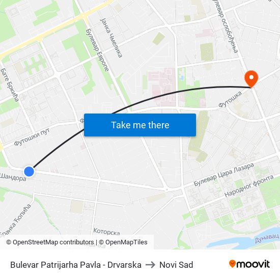 Bulevar Patrijarha Pavla - Drvarska to Novi Sad map