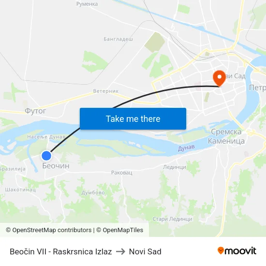 Beočin VII - Raskrsnica Izlaz to Novi Sad map