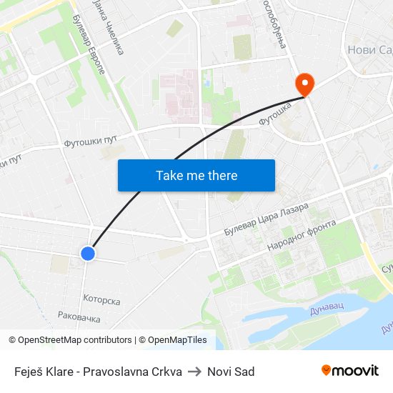 Feješ Klare - Pravoslavna Crkva to Novi Sad map