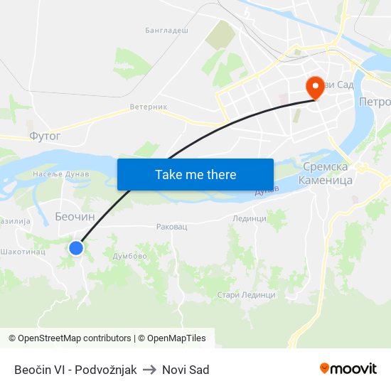 Beočin VI - Podvožnjak to Novi Sad map
