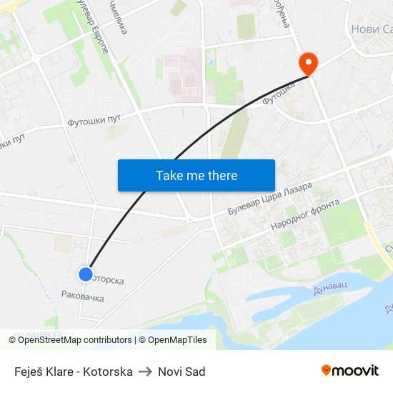Feješ Klare - Kotorska to Novi Sad map