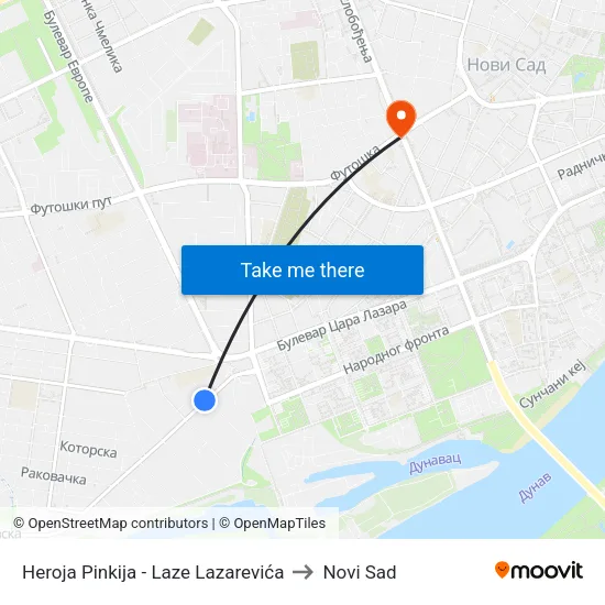 Heroja Pinkija - Laze Lazarevića to Novi Sad map