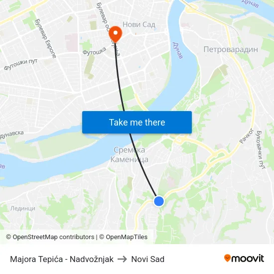 Majora Tepića - Nadvožnjak to Novi Sad map