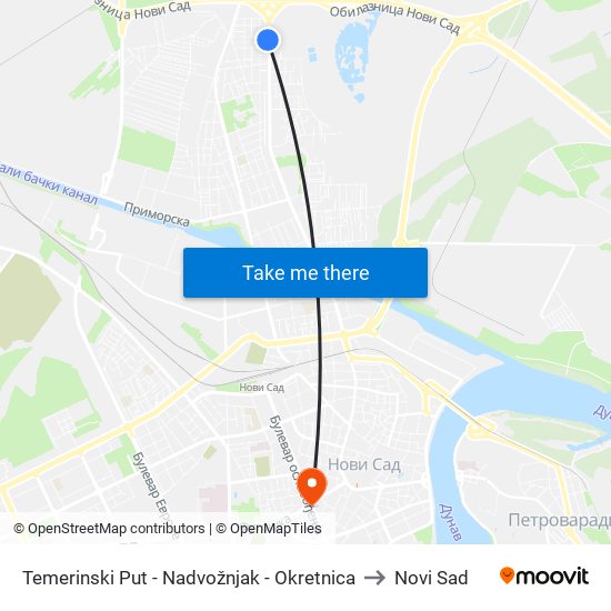 Temerinski Put - Nadvožnjak - Okretnica to Novi Sad map