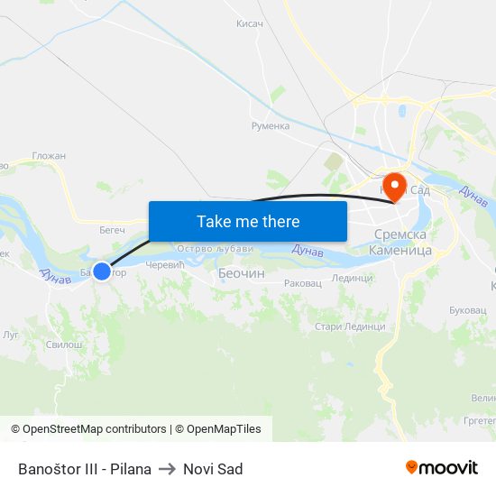 Banoštor III - Pilana to Novi Sad map