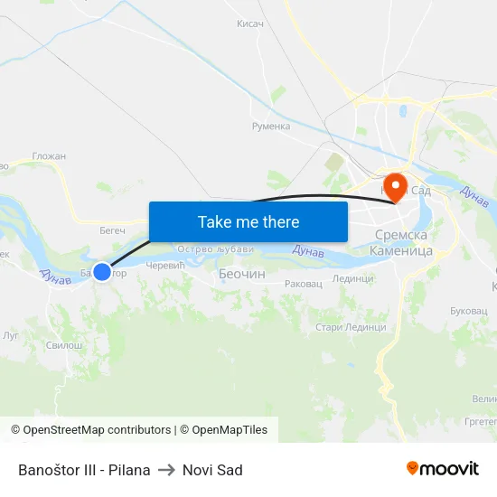 Banoštor III - Pilana to Novi Sad map