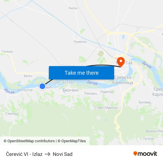 Čerević VI - Izlaz to Novi Sad map