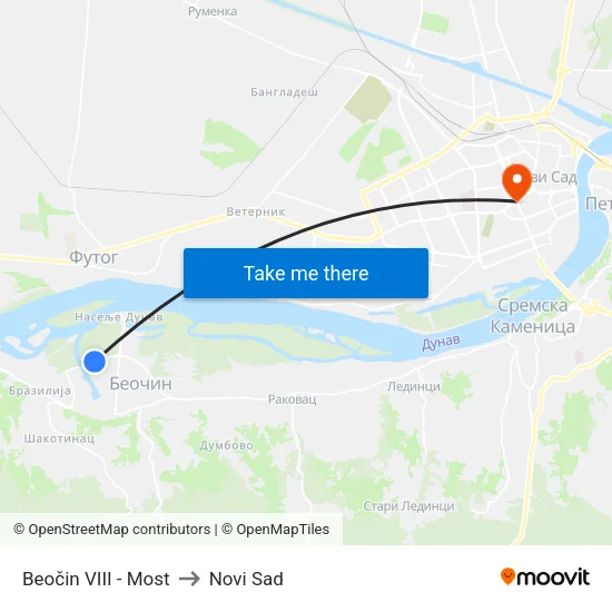 Beočin VIII - Most to Novi Sad map