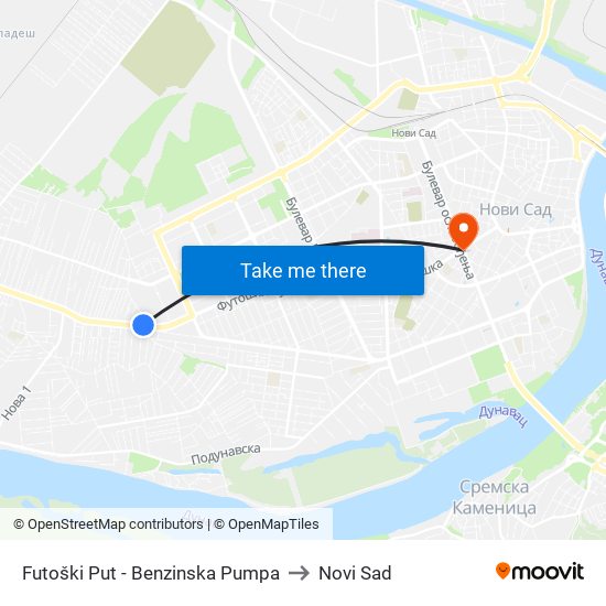 Futoški Put - Benzinska Pumpa to Novi Sad map