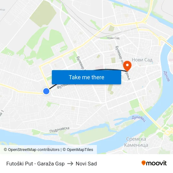 Futoški Put - Garaža Gsp to Novi Sad map