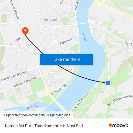 Kamenički Put - Trandžament to Novi Sad map