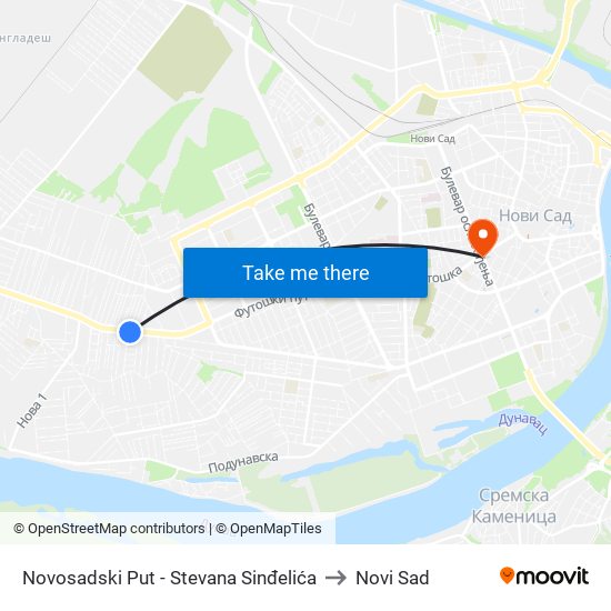 Novosadski Put - Stevana Sinđelića to Novi Sad map