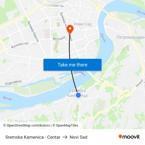 Sremska Kamenica - Centar to Novi Sad map