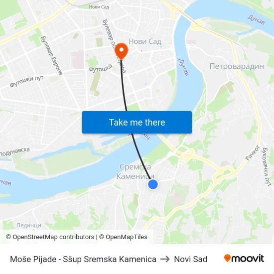 Moše Pijade - Sšup Sremska Kamenica to Novi Sad map