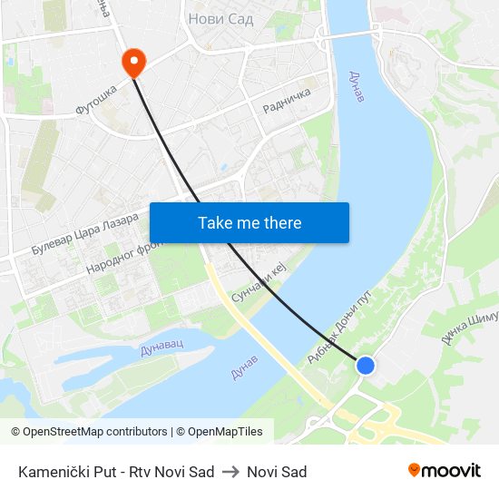 Kamenički Put - Rtv Novi Sad to Novi Sad map