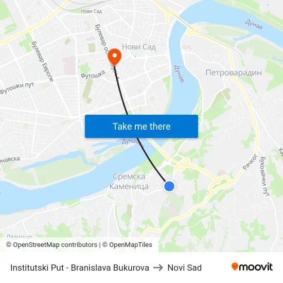 Institutski Put - Branislava Bukurova to Novi Sad map
