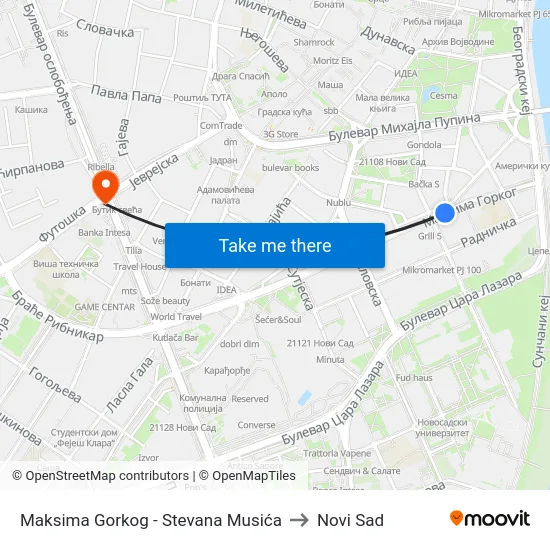 Maksima Gorkog - Stevana Musića to Novi Sad map