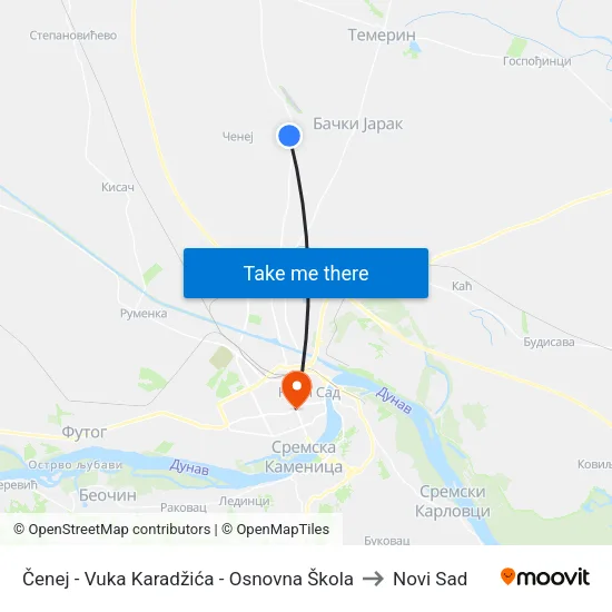 Čenej - Vuka Karadžića - Osnovna Škola to Novi Sad map
