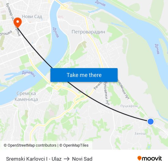 Sremski Karlovci I - Ulaz to Novi Sad map