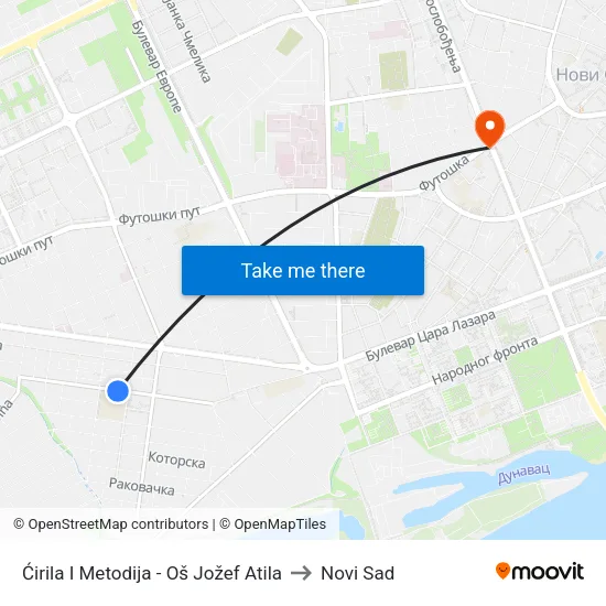 Ćirila I Metodija - Oš Jožef Atila to Novi Sad map