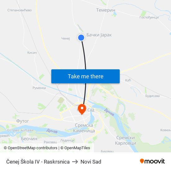 Čenej Škola IV - Raskrsnica to Novi Sad map