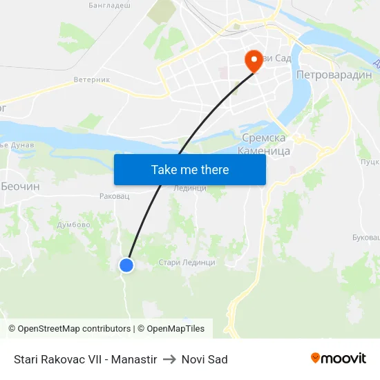 Stari Rakovac VII - Manastir to Novi Sad map