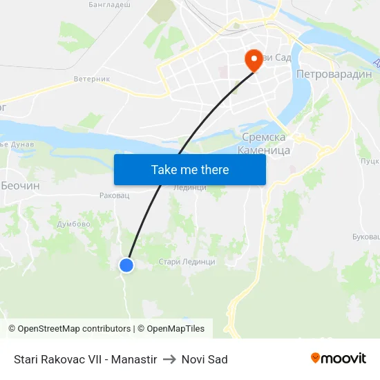 Stari Rakovac VII - Manastir to Novi Sad map