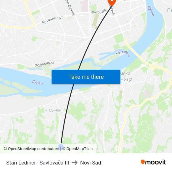 Stari Ledinci - Savlovača III to Novi Sad map