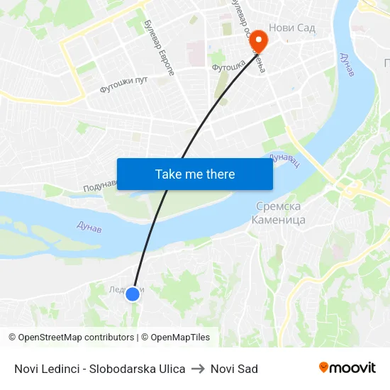 Novi Ledinci - Slobodarska Ulica to Novi Sad map