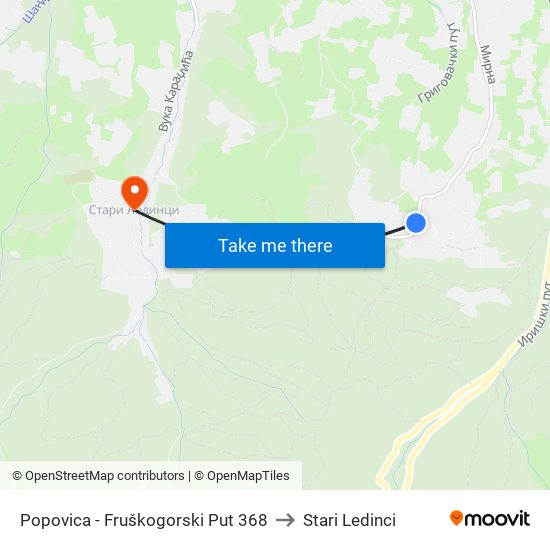 Popovica - Fruškogorski Put 368 to Stari Ledinci map