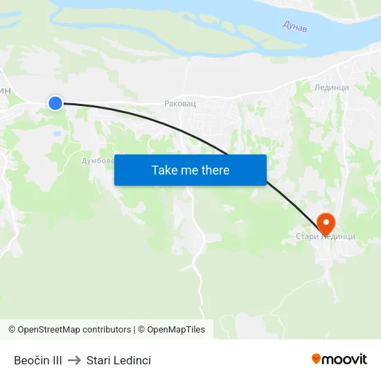 Beocin III to Stari Ledinci map