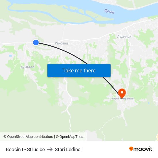 Beočin I - Stručice to Stari Ledinci map