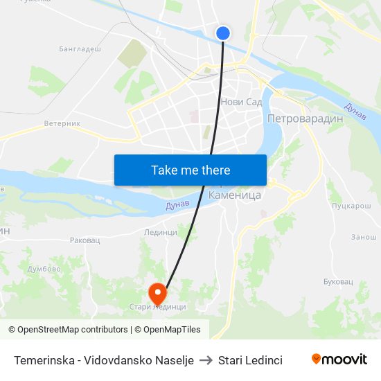 Temerinska - Vidovdansko Naselje to Stari Ledinci map