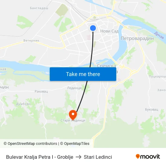 Bulevar Kralja Petra I - Groblje to Stari Ledinci map