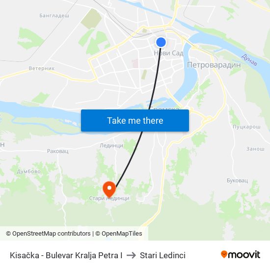 Kisačka - Bulevar Kralja Petra I to Stari Ledinci map