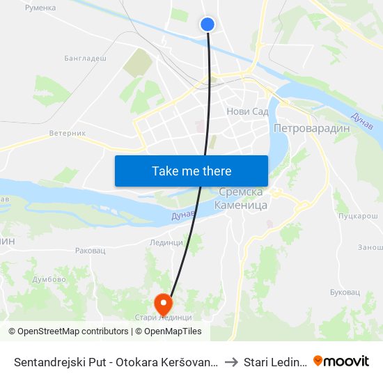 Sentandrejski Put - Otokara Keršovanija to Stari Ledinci map