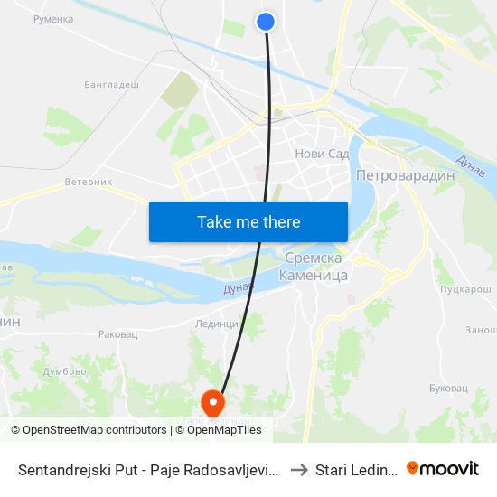 Sentandrejski Put - Paje Radosavljevića to Stari Ledinci map