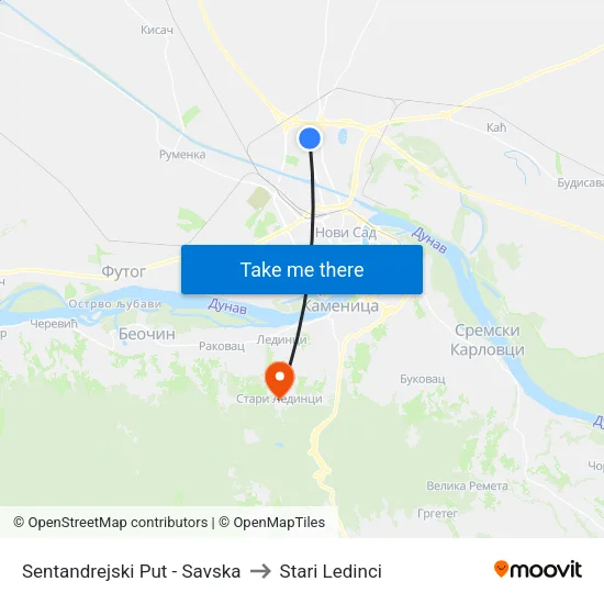 Sentandrejski Put - Savska to Stari Ledinci map