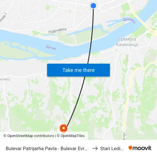 Bulevar Patrijarha Pavla - Bulevar Evrope to Stari Ledinci map