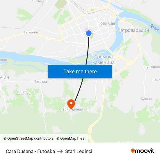 Cara Dušana - Futoška to Stari Ledinci map